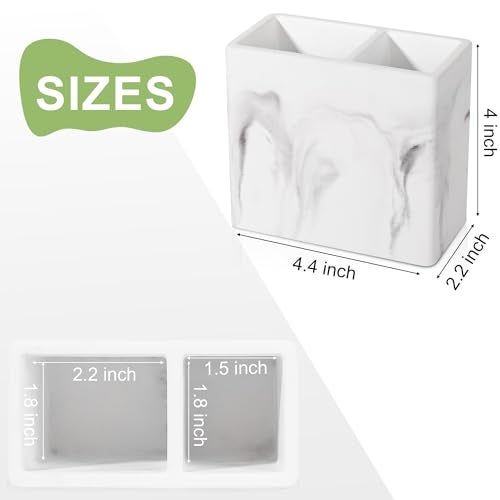 Heagoale Diatomite Toothbrush Holder 2 Slots Tooth Brush Holder for Bathroom, Kids Electric Toothbrush and Toothpaste Organizer for Countertop, Shower, Vanity, Marble White - Image 5