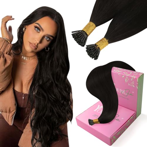 YoungSee I Tips Hair Extensions Real Human Hair Dark Brown Itip Hair Extensions Real Human Hair Brown Tip Hair Extension for Everyday Use 18 Inch 60s 50g Pre Bonded Hair Extension Long Lasting