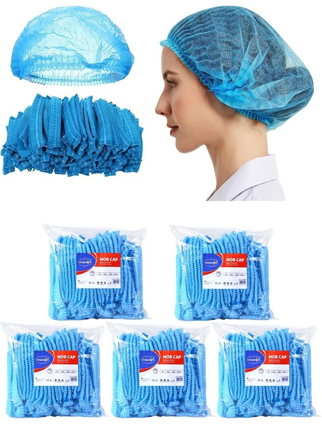 Gesalife Disposable Shower Caps Non Woven Mob Hair Net 19 Inch Blue Pack of 500 Pcs - Image 1