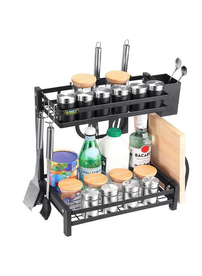 IBELL Kitchen Storage Rack, 2-Tier Bartan Stand/Kitchen Organizer/Counter for Utensils Storage - (IBLDR333, Black) - Image 1