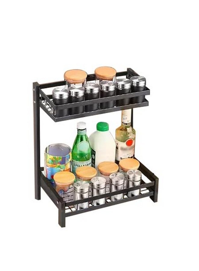 IBELL Kitchen Storage Rack, 2-Tier Bartan Stand/Kitchen Organizer/Counter for Utensils Storage - (IBLDR333, Black) - Image 3