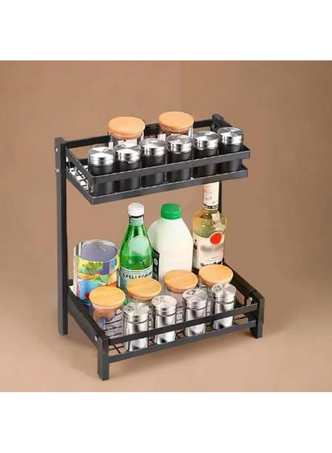 IBELL Kitchen Storage Rack, 2-Tier Bartan Stand/Kitchen Organizer/Counter for Utensils Storage - (IBLDR333, Black) - Image 2
