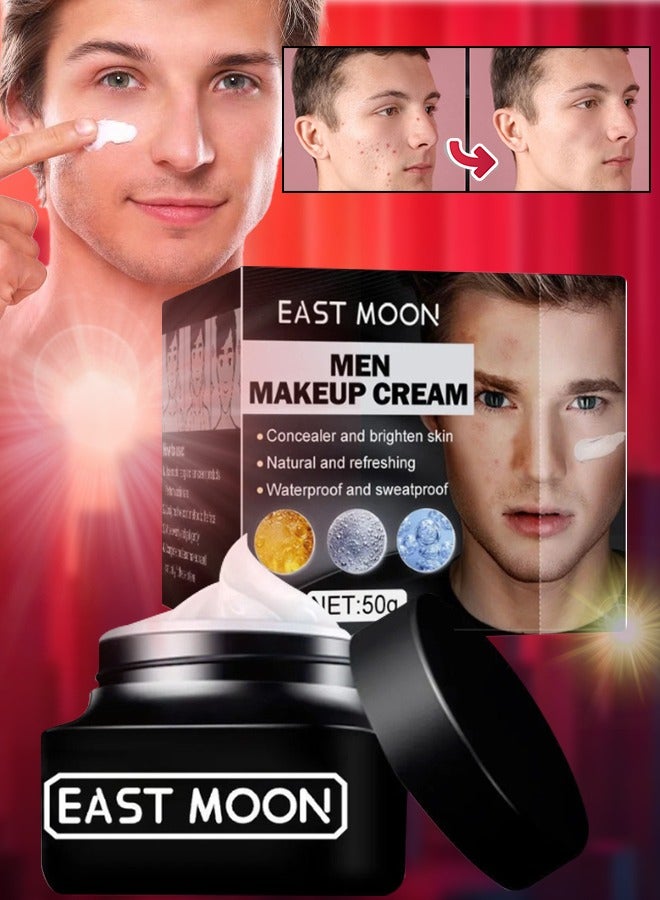 East Moon كريم مكياج للرجال 50 جرام لتفتيح البشرة طبيعي ومنعش مقاوم للماء والعرق مرطب وكريم خافي العيوب مرطب للوجه لوشن للوجه كريم للوجه مرطب للوجه - Image 1