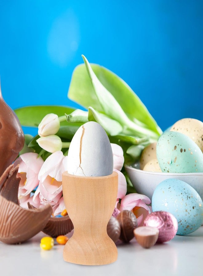 IMIKEYA 10Pcs Wooden Easter Egg Holders, Unfinished Wood Boiled Egg Cups Holders for Easter Crafts, DIY Painting, Party Decoration, Home Kitchen - Image 4