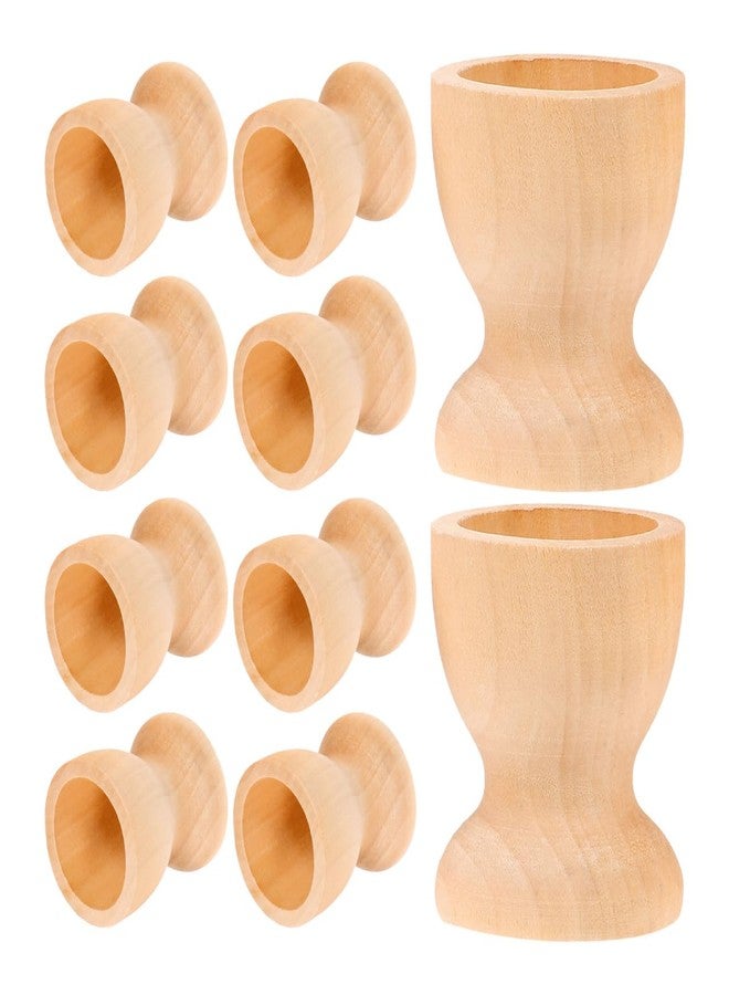 IMIKEYA 10Pcs Wooden Easter Egg Holders, Unfinished Wood Boiled Egg Cups Holders for Easter Crafts, DIY Painting, Party Decoration, Home Kitchen - Image 1