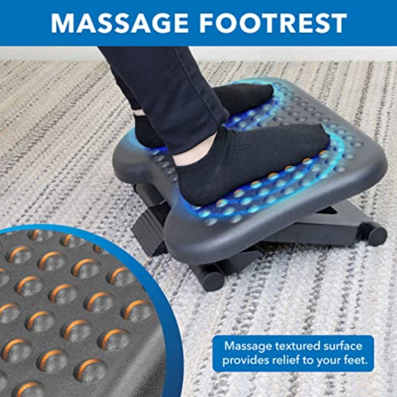 Ergonomic Under Desk Footrest Height Adjustable Office Foot Rest with 3 Levels Tilting Stool Home Massage Surface for improved Circulation, Black 1 count Pack of 1 MI-7801 - Image 5