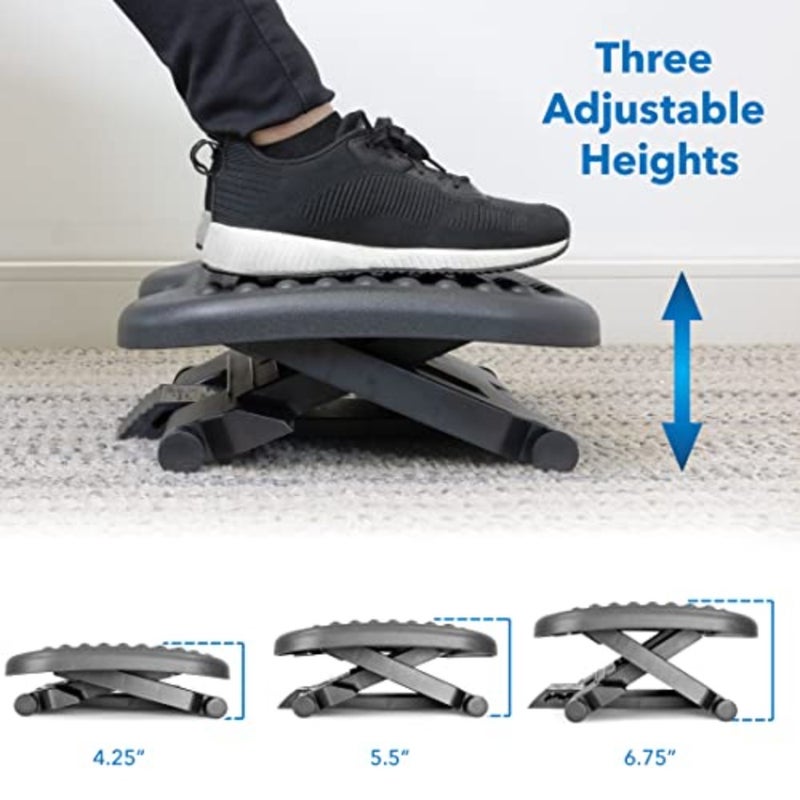 Ergonomic Under Desk Footrest Height Adjustable Office Foot Rest with 3 Levels Tilting Stool Home Massage Surface for improved Circulation, Black 1 count Pack of 1 MI-7801 - Image 3