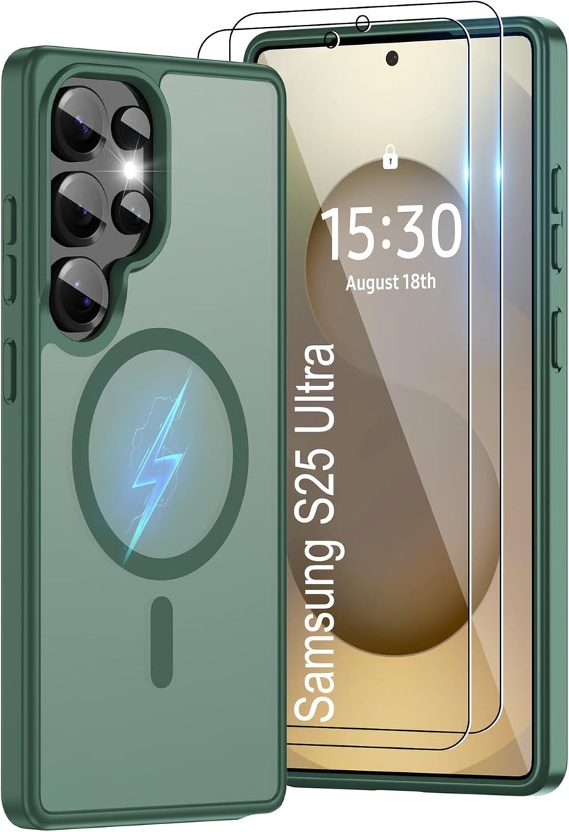 حافظة المغناطيسية لهاتف Samsung S25 Ultra [متوافقة مع تقنية MagSafe] | 2 طبقة حماية للشاشة | مقاومة للتصفر وبصمات الأصابع، مقاومة للصدمات، نسيج ناعم وشفاف يناسب شكل الهاتف - لون أزرق داكن - Image 1