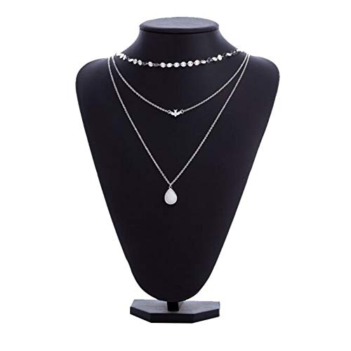Chmier Bohemia Layered Choker Necklace Gold Disc Choker Dove Necklace Gemstone Necklace Pigeon Gem Charm Pendant Necklace Peace Jewelry for Women - Image 5