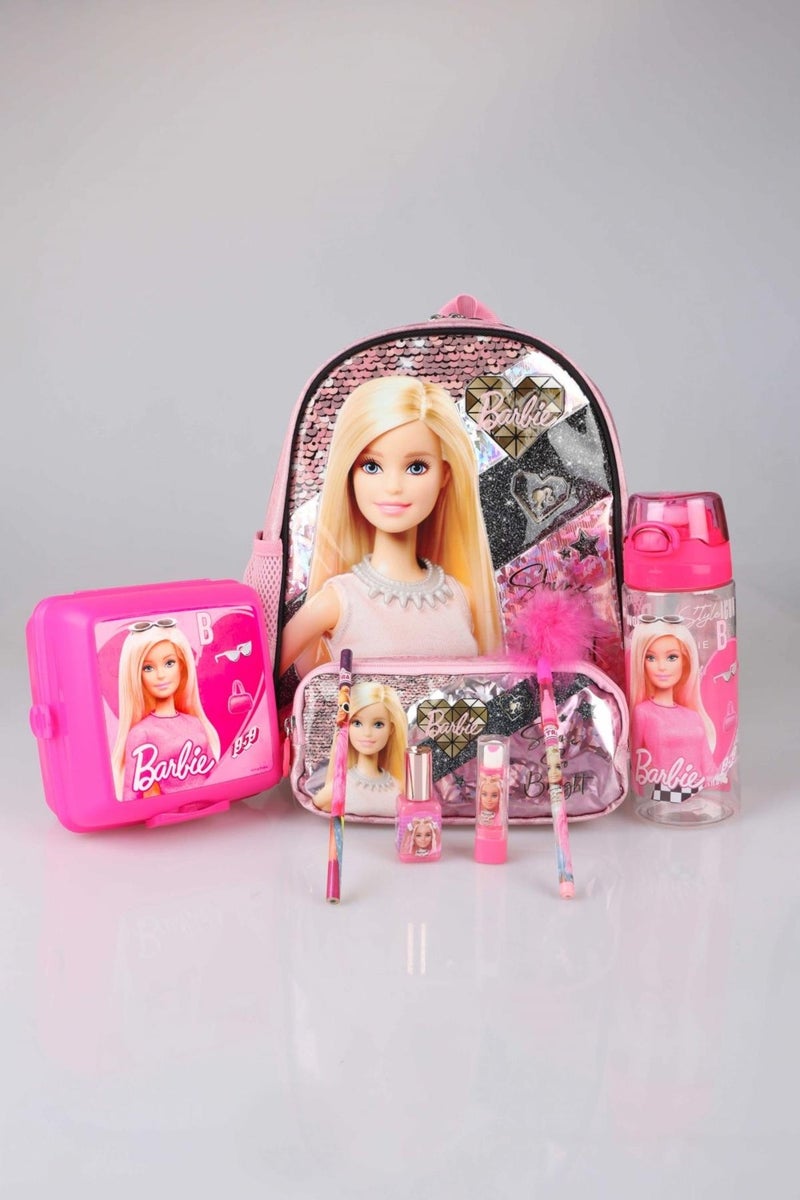 Barbie Licensed Mysterious Glitter Collection Kindergarten and Pencil Bag, Water Bottle, Lunch Box Stationery Set  - Image 2