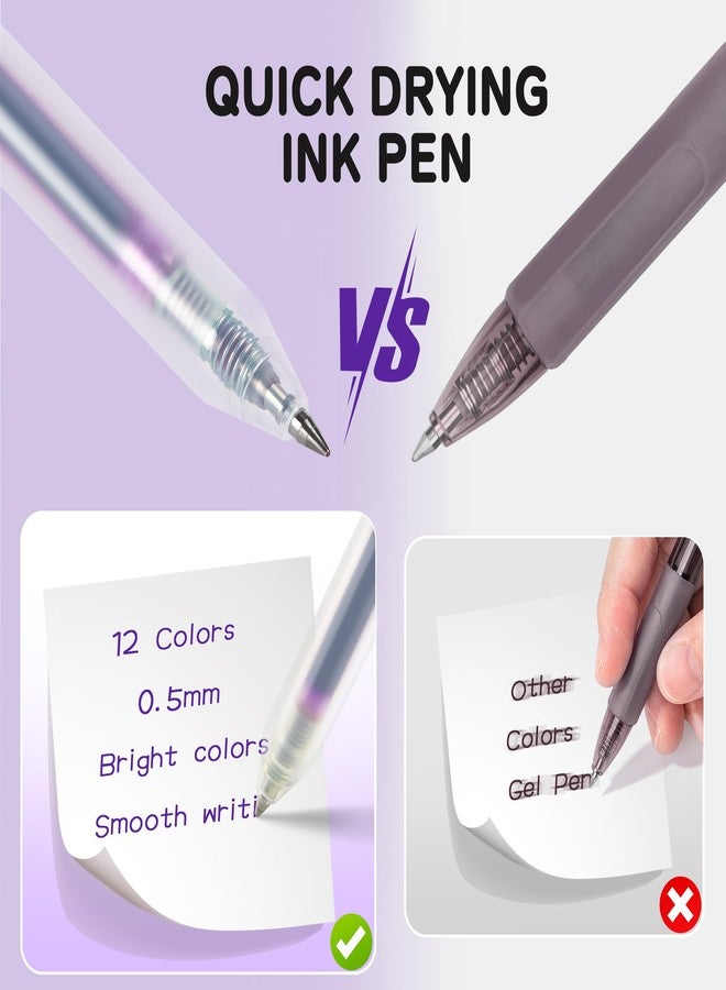 deli Colorful Gel Pens, 12 Pcs Retractable Multi Colored Pens, 0.5mm Fine Point Smooth Writing, No Bleed, Quick-Dry for Journaling, Note Taking,Writing, Office School Supplies Gifts,EG118-12B - Image 5