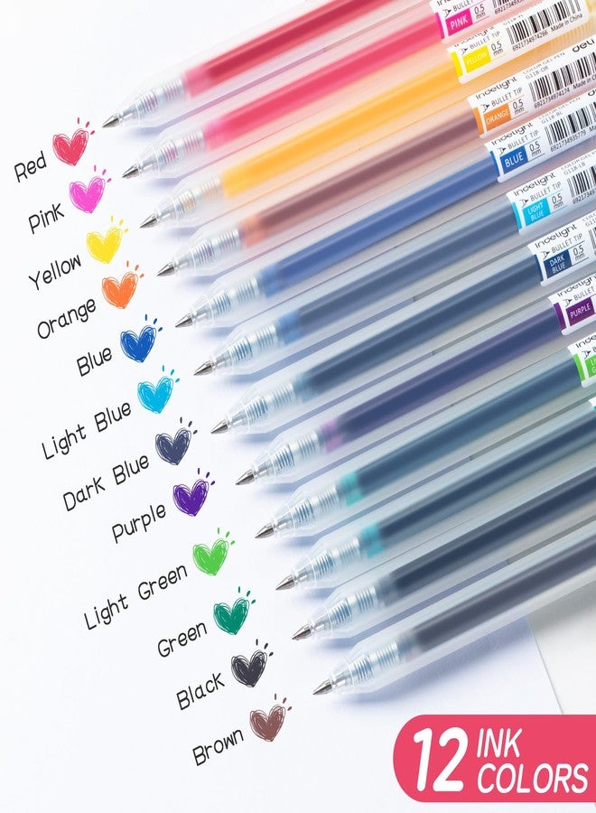 deli Colorful Gel Pens, 12 Pcs Retractable Multi Colored Pens, 0.5mm Fine Point Smooth Writing, No Bleed, Quick-Dry for Journaling, Note Taking,Writing, Office School Supplies Gifts,EG118-12B - Image 2