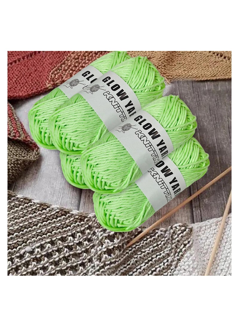 SYOSI 5Pcs Glow in The Dark Yarn Luminous Yarn for Crocheting 55 Yards Sewing Supplies Scrubby Yarn for Beginners I Love This Yarn for KnittingCrochet and DIY Party Supplies Fluorescent Light Green - Image 1