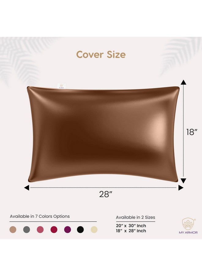 ماي ارمور أغطية وسائد من الساتان الفاخر من MY ARMOR للشعر والبشرة للنساء، 20 بوصة × 30 بوصة من أغطية الوسائد الحريرية (عبوة من قطعتين) - ذهبي - Image 2