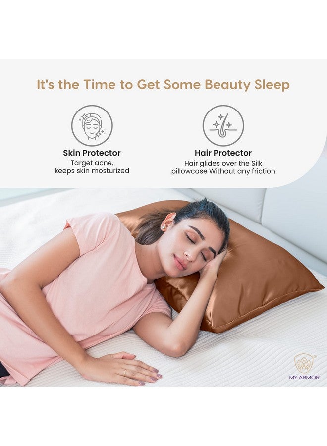 ماي ارمور أغطية وسائد من الساتان الفاخر من MY ARMOR للشعر والبشرة للنساء، 20 بوصة × 30 بوصة من أغطية الوسائد الحريرية (عبوة من قطعتين) - ذهبي - Image 4