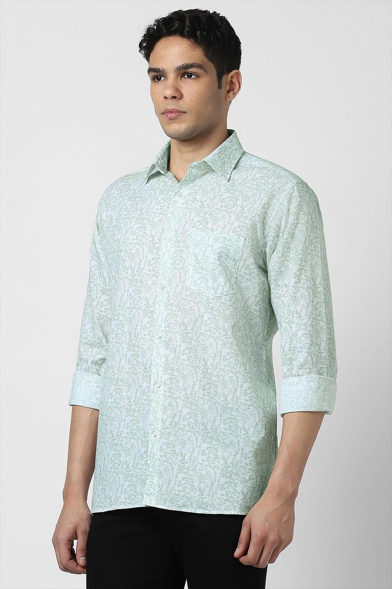 Van Heusen Men's Regular Fit Shirt (VHSFFCUB603043_Light Green - Image 2