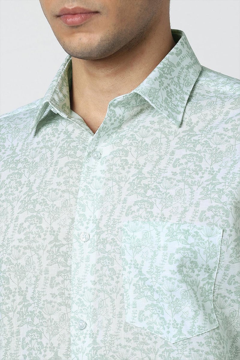 Van Heusen Men's Regular Fit Shirt (VHSFFCUB603043_Light Green - Image 4