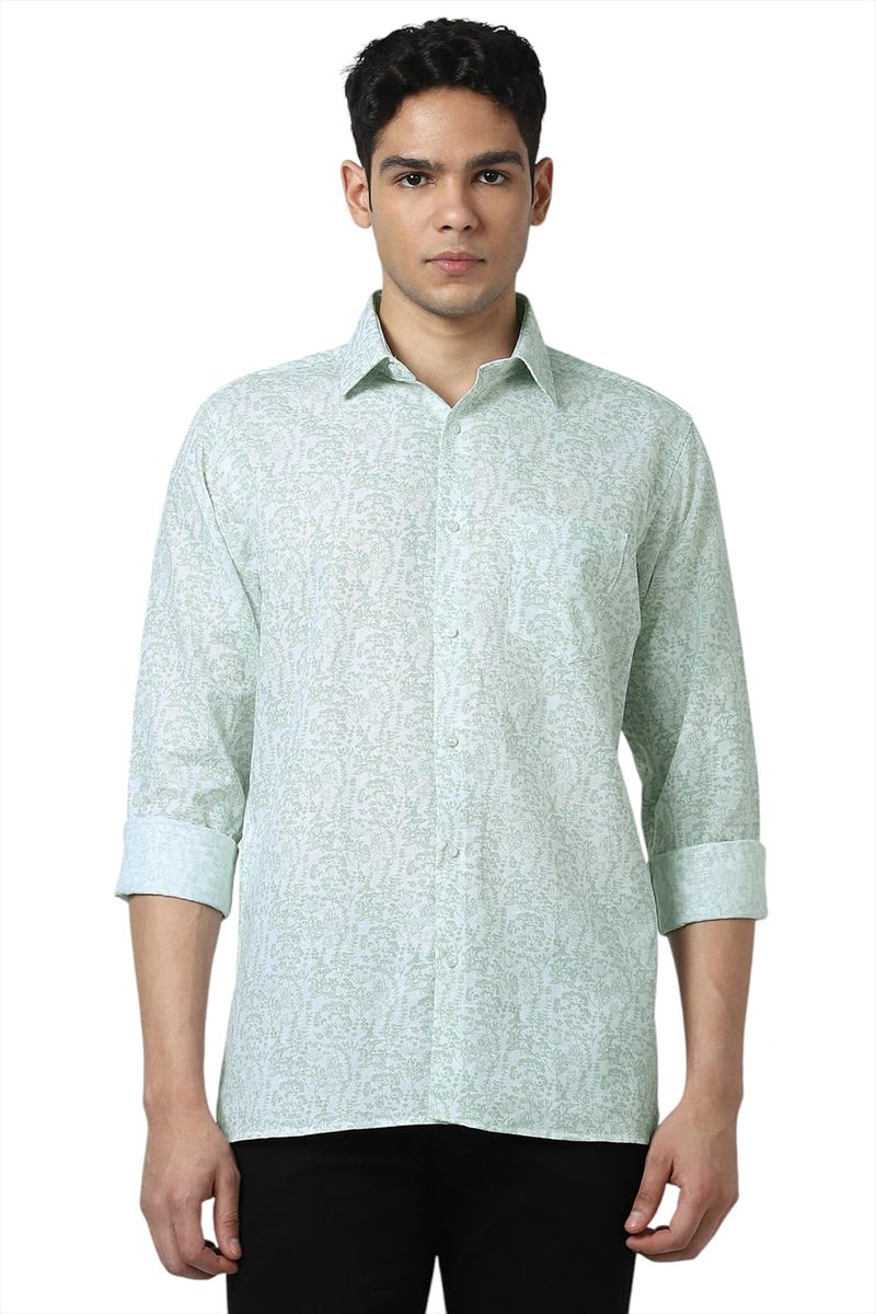 Van Heusen Men's Regular Fit Shirt (VHSFFCUB603043_Light Green - Image 1