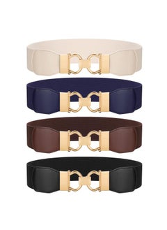 4 Pack Wide Stretchy Belt For Women Elastic Waist Belt For Dresses Fashion Belt With Gold Interlocking Buckle - pzsku/ZDBE45EF07DD84AF59DD1Z/45/_/1735566666/3af0d01d-7e9e-4ae5-ac9e-1e94296a223a