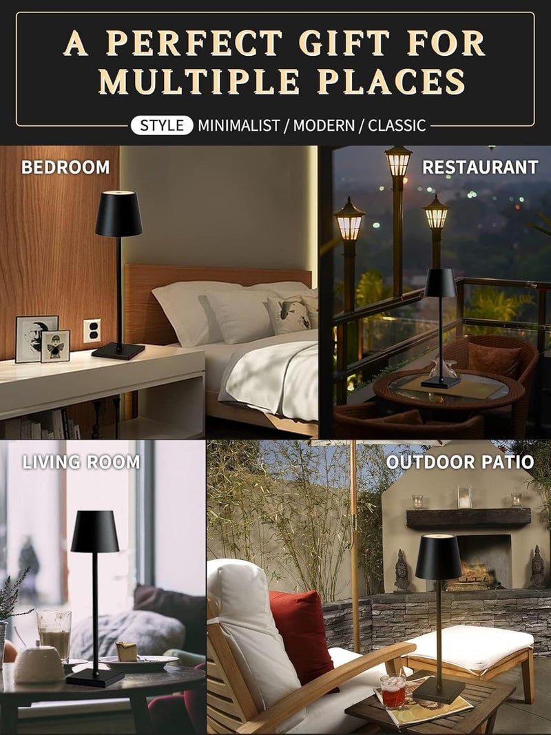 إكسفور مصباح طاولة LED قابل لإعادة الشحن، 3 أوضاع ألوان ومصباح مكتب قابل للتعتيم بدون خطوات، مصباح سرير LED USB-C، يعمل بالبطارية مع مفتاح لمس، مادة معدنية مقاومة للماء IP54، مثالي للاستخدام الداخلي والخارجي - Image 4