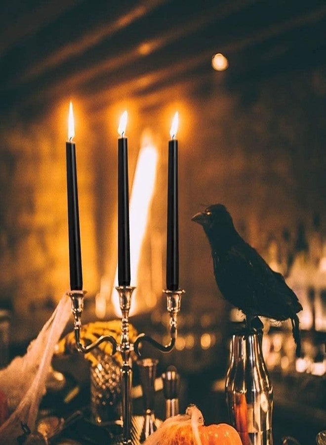WPONSZU Set of 14 Black Taper Candles, 7-8 Hours Burn Time, Unscented, Smokeless and Dripless, 4/5 x 10 Inch Dinner Candle Set for Household, Wedding, Party and Home Décor Candlesticks - Image 2
