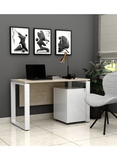 RIGID Single Seater Workstation Desk with Pedestal White 75x120x60cm  - Image 1