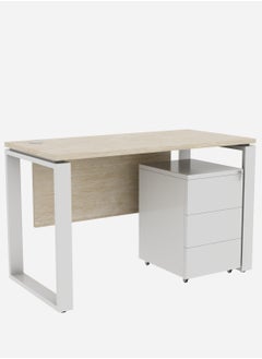 RIGID Single Seater Workstation Desk with Pedestal White 75x120x60cm  - Image 3