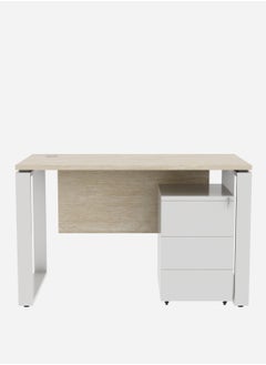RIGID Single Seater Workstation Desk with Pedestal White 75x120x60cm  - Image 4