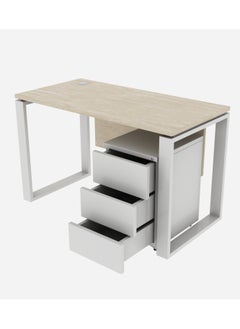 RIGID Single Seater Workstation Desk with Pedestal White 75x120x60cm  - Image 5