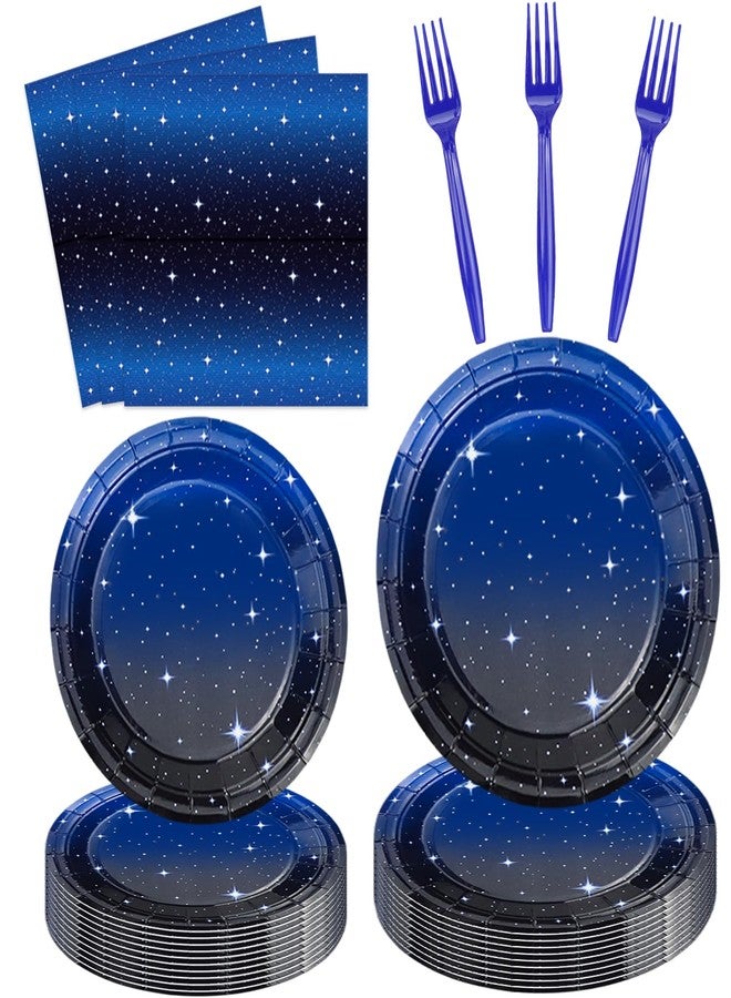 Inspireyee 160 Pack Space Galaxy Party Supplies Ramadan Party Decoration Starry Night Tableware Set Outer Space Plate Solar System Planet Napkins Galaxy Planet Theme Birthday Party Decorations Serves 40 - Image 1