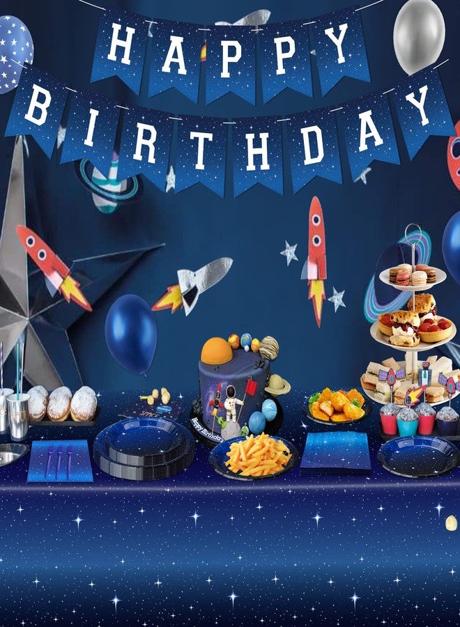 Inspireyee 160 Pack Space Galaxy Party Supplies Ramadan Party Decoration Starry Night Tableware Set Outer Space Plate Solar System Planet Napkins Galaxy Planet Theme Birthday Party Decorations Serves 40 - Image 2
