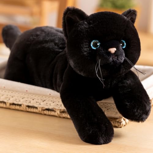 SNOWOLF Cat Stuffed Animals Weighted Plush Toy 197 Realistic Black Cat Plushie Kawaii Toys Soft Ginger Cat Kitten Doll Gift for Boys Girls Birthday Christmas 11 LBs - Image 1