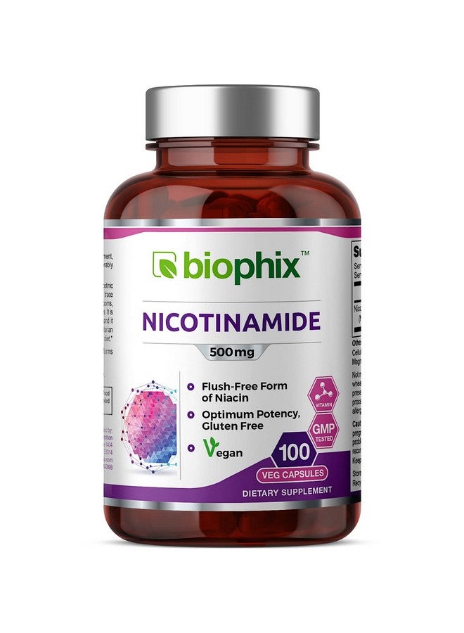 biophix ب3 نيكوتيناميد 500 ملغ 100 كبسولة نيكوتيناميد نياسين تركيبة فيتامين طبيعية خالية من الاحمرار تدعم صحة خلايا الجلد - Image 1