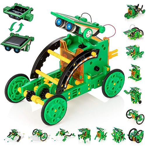 KIDWILL Solar Robot Kit for Kids 14in1 Educational STEM Science Toy Solar Power Building Kit DIY Assembly Battery Operated Robotic Set for Kids Teens and Science LoversBattery Include Green - Image 1