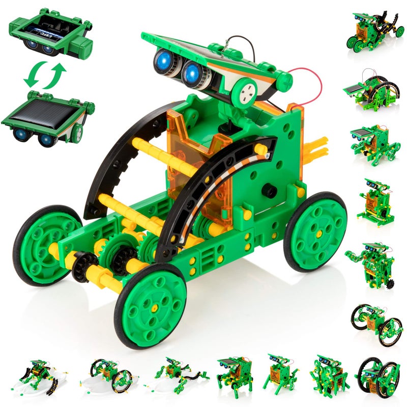 KIDWILL Solar Robot Kit for Kids 14in1 Educational STEM Science Toy Solar Power Building Kit DIY Assembly Battery Operated Robotic Set for Kids Teens and Science LoversBattery Include Green - Image 3