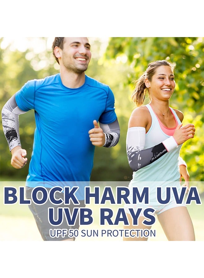 2 زوج من الأكمام الواقية للذراع، أكمام مقاومة الانزلاق للضغط على الذراع للرجال النساء، أكمام تبريد الحرير الجليدي غطاء طويل للذراع، للرجال النساء، كرة القدم في الهواء الطلق - Image 3