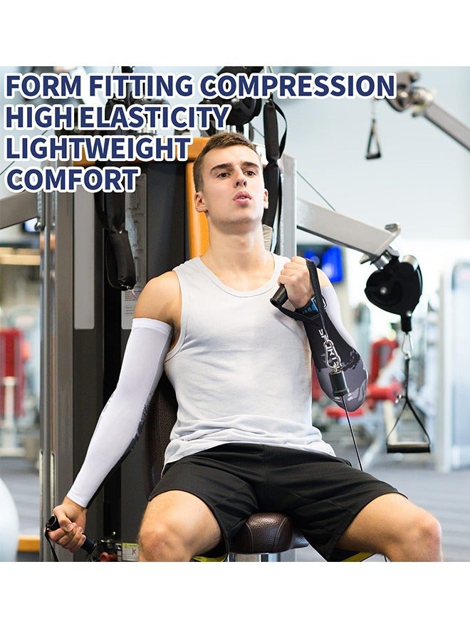 2 زوج من الأكمام الواقية للذراع، أكمام مقاومة الانزلاق للضغط على الذراع للرجال النساء، أكمام تبريد الحرير الجليدي غطاء طويل للذراع، للرجال النساء، كرة القدم في الهواء الطلق - Image 5