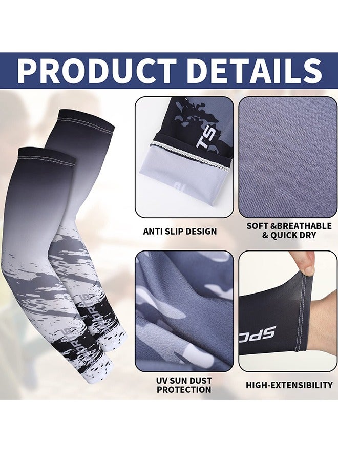 2 زوج من الأكمام الواقية للذراع، أكمام مقاومة الانزلاق للضغط على الذراع للرجال النساء، أكمام تبريد الحرير الجليدي غطاء طويل للذراع، للرجال النساء، كرة القدم في الهواء الطلق - Image 4