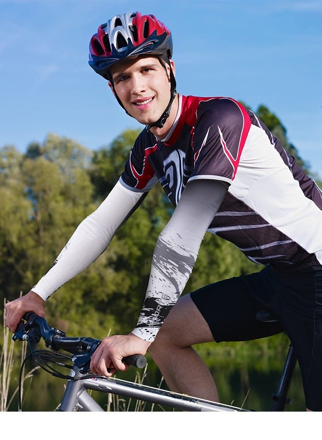 2 زوج من الأكمام الواقية للذراع، أكمام مقاومة الانزلاق للضغط على الذراع للرجال النساء، أكمام تبريد الحرير الجليدي غطاء طويل للذراع، للرجال النساء، كرة القدم في الهواء الطلق - Image 2