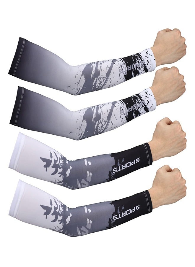 2 زوج من الأكمام الواقية للذراع، أكمام مقاومة الانزلاق للضغط على الذراع للرجال النساء، أكمام تبريد الحرير الجليدي غطاء طويل للذراع، للرجال النساء، كرة القدم في الهواء الطلق - Image 1