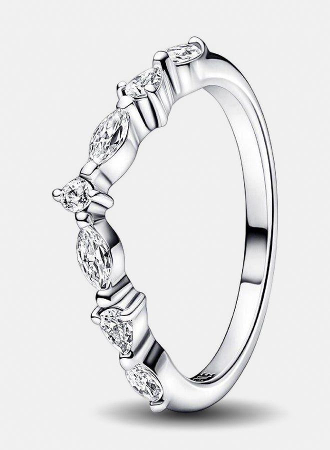 PANDORA Wishbone Sterling Silver Ring with Clear Cubic Zirconia 