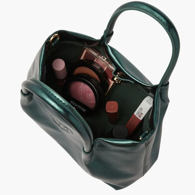 Flora Bella By Shoexpress GREEN Women's Logo Embossed Tote Bag with Detachable Strap and Snap Button Closure Ramadan Collection for Women | Best Price UAE