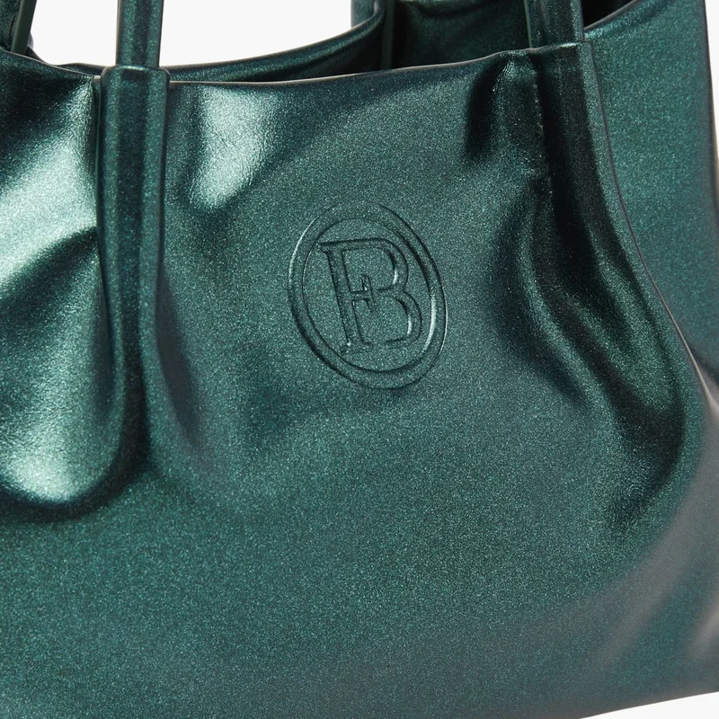 Flora Bella By Shoexpress GREEN Women's Logo Embossed Tote Bag with Detachable Strap and Snap Button Closure Ramadan Collection for Women | Best Price UAE