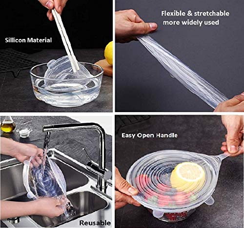 Luxula 6 Pcs of Food Seal Wrap Set Different Size Stretch Silicone Lid Covers for Kitchen Utensils, Bowls, Jars, Cans, Mugs (White) - Image 3
