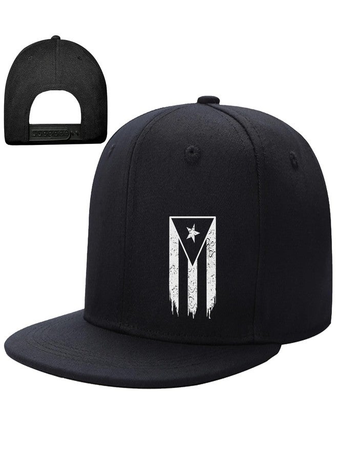 FACITE Flat Bill Hats for Men Puerto Rico Flag Snapback Hats for Men Fitted Baseball Caps for Mens Boys Black Adjustable Trucker Dad Cap Mens Hip Hop Workout hat Skateboard Accessories Gift - Image 1