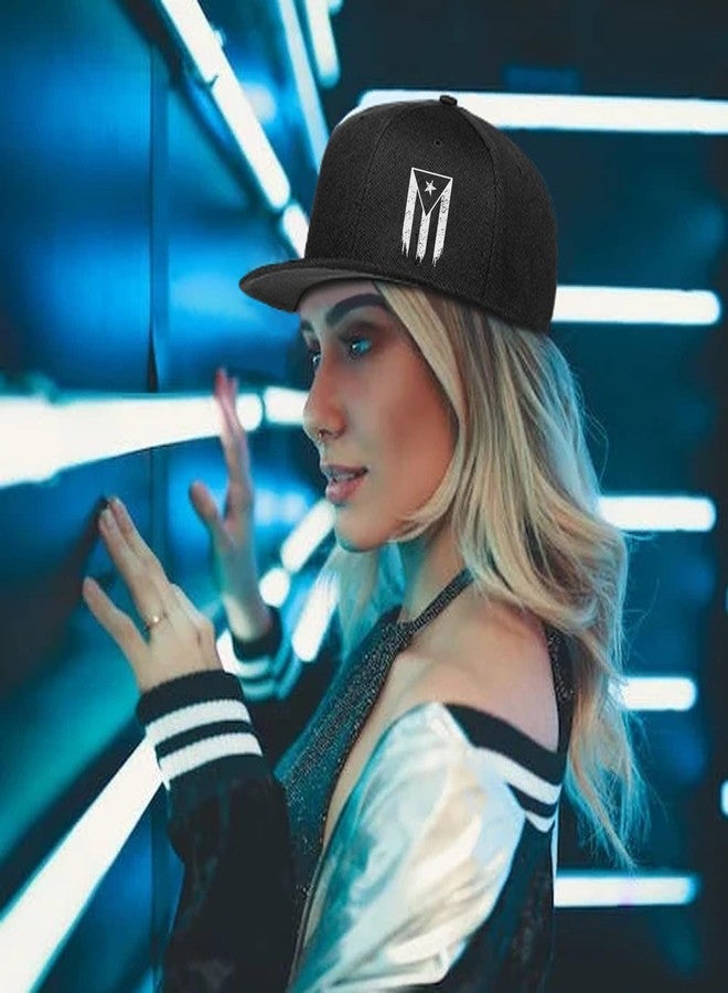 FACITE Flat Bill Hats for Men Puerto Rico Flag Snapback Hats for Men Fitted Baseball Caps for Mens Boys Black Adjustable Trucker Dad Cap Mens Hip Hop Workout hat Skateboard Accessories Gift - Image 4