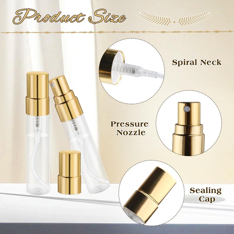Mirrline 30 Pcs 5ml/0.17oz Mini Spray Bottle Glass Fine Mist Perfume Atomizer Empty Sample Containers with Golden Lids for Travel Cleaning Essential Oils - Image 3