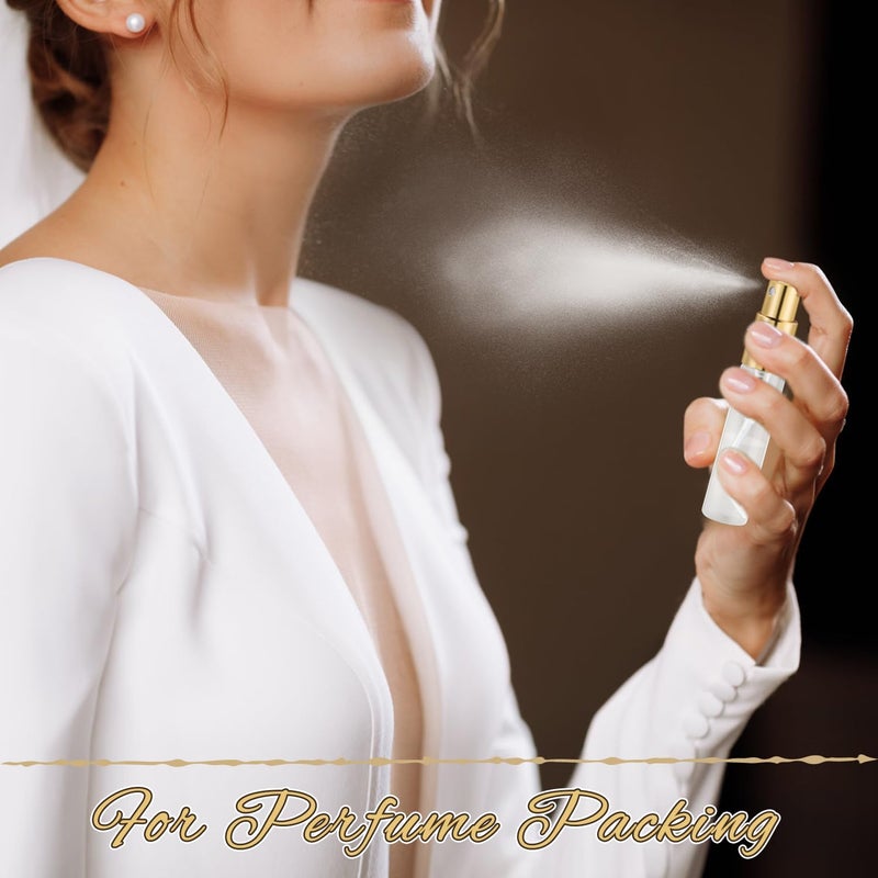 Mirrline 30 Pcs 5ml/0.17oz Mini Spray Bottle Glass Fine Mist Perfume Atomizer Empty Sample Containers with Golden Lids for Travel Cleaning Essential Oils - Image 4