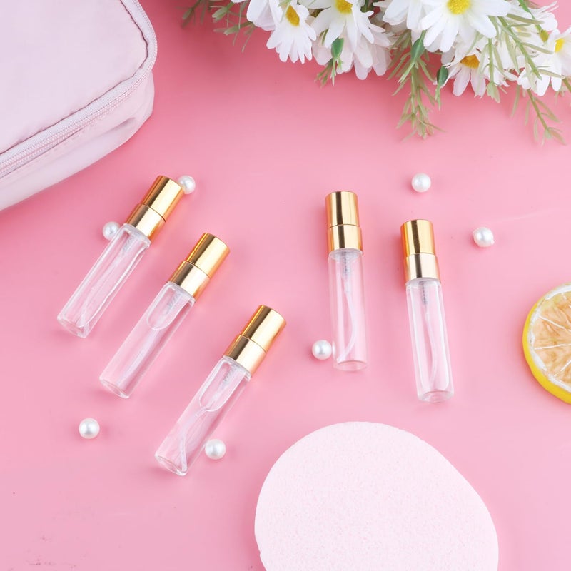 Mirrline 30 Pcs 5ml/0.17oz Mini Spray Bottle Glass Fine Mist Perfume Atomizer Empty Sample Containers with Golden Lids for Travel Cleaning Essential Oils - Image 5