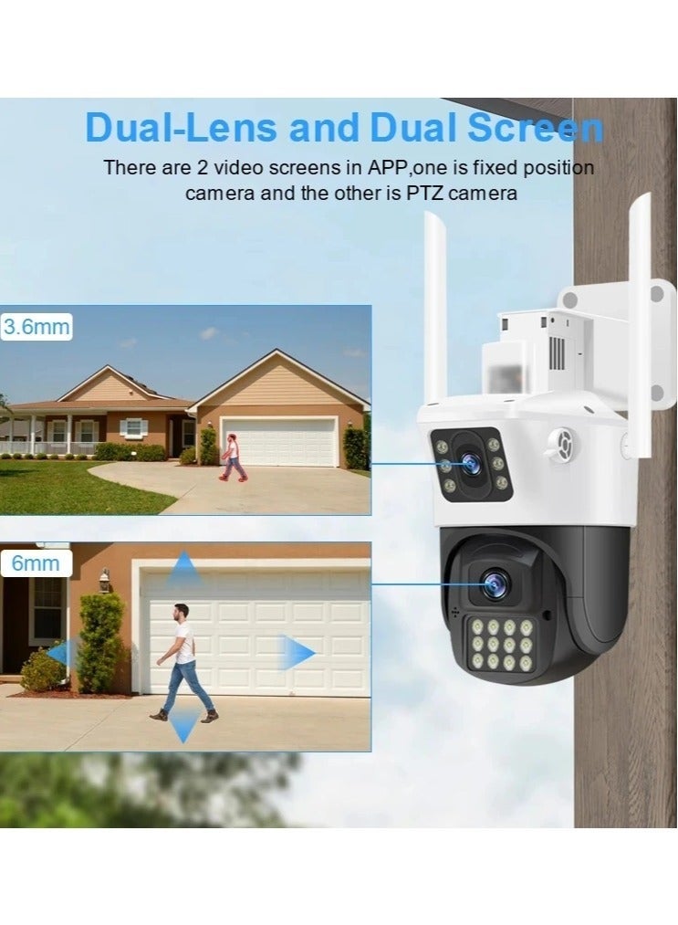 4MP Outdoor PTZ Camera WIFI with Dual Screen Color Night Vision 2K Wireless Security IP Camera Support Human Detection - Image 2